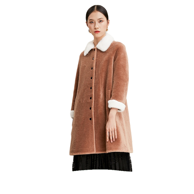 Giovanni coat 100% mink fur collar women's winter