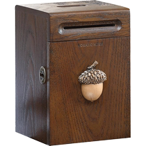 Household solid wood piggy bank creative birthday gift lockable piggy bank boy girl piggy bank large size
