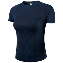 Lan pattern sports top womens running T-shirt slimming fitness wear summer thin tight round neck training yoga short sleeves