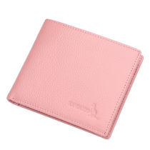 Kangaroo Womens Wallet Genuine Leather Short Wallet 2024 New Style Small Cute Simple Student Ultra-Thin Folding Wallet