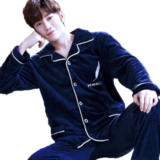 Coral velvet pajamas for men winter thickened home clothes spring and autumn