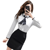High-end professional suit for women spring and summer fashionable goddess style short-sleeved shirt skirt flight attendant beautician work clothes