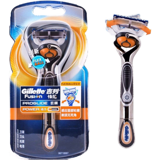 吉列锋隐致顺动力剃须刀架含1刀头 手动五层刀片动感震动刮胡正品