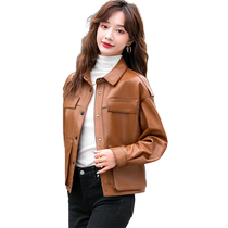 2024 Spring and Autumn New Haining Genuine Leather Womens Short Jacket Korean Style Lapel Haining Thin Fur Jacket