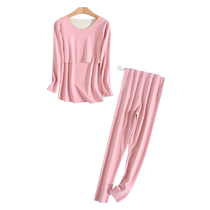 Pregnant womens autumn clothes and autumn trousers suit plus fat plus size 200 pounds autumn and winter thermal underwear postpartum breastfeeding confinement clothes