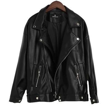 Leather Jacket for Women 2025 Spring and Autumn New Korean Style Loose Student Bf Style Casual Large Size Motorcycle Leather Jacket