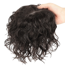 Replacement hair block on top of head to cover white hair real hair hand-woven curly hair invisible traceless wig piece to increase hair volume middle-aged and elderly curly hair piece