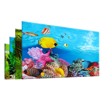 Fish tank background sticker background paper painting fish tank HD picture 3D fish tank bottom sand water grass coral stone landscaping decorative painting