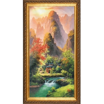 Hand-painted oil painting entrance hall decorative painting new Chinese style aisle corridor hanging painting American living room landscape painting Dafen Village