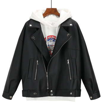 Women's Short Leather Jacket, Autumn and Winter 2025 New Style, Fleece-Lined and Thickened, Korean Style, Loose Casual Biker Leather Jacket, Trendy