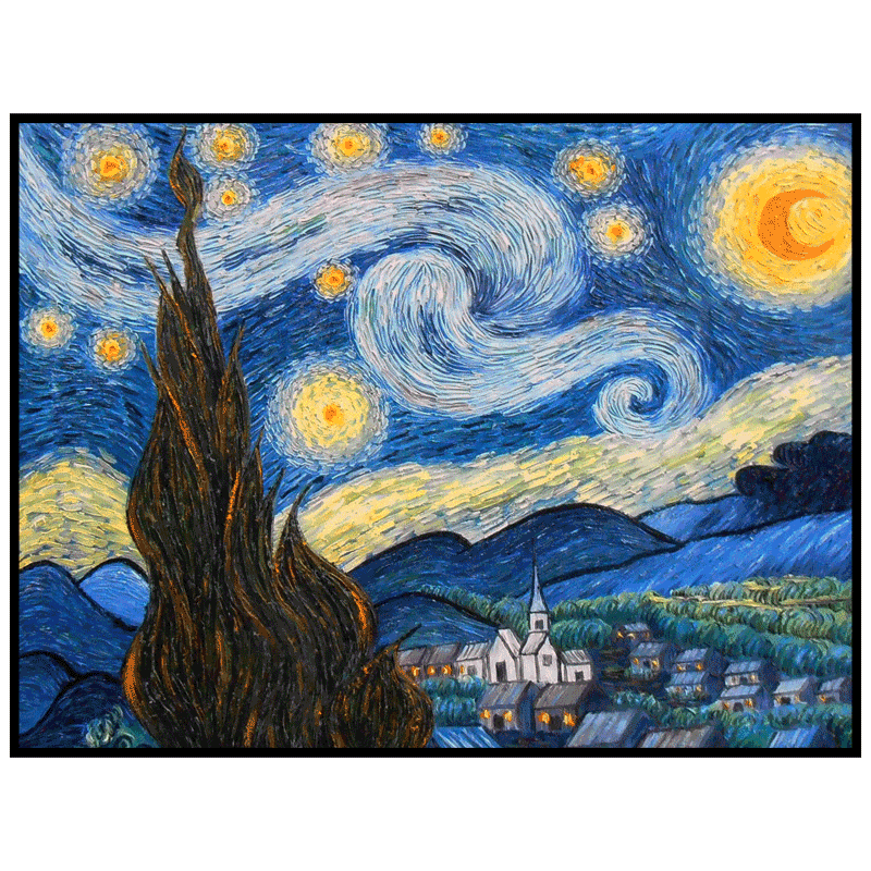 纯手绘梵高名画星空现代抽象艺术挂画60x50CM油画布挂画简约现代风格装饰画