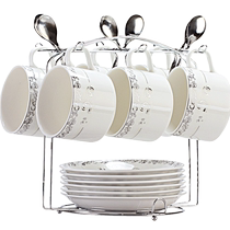 啡忆欧式陶瓷杯咖啡杯套装 简约咖啡杯6件套家用小奢华咖啡杯碟勺