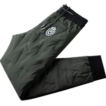 Lion Youshe Army Green Down Pants Mens Outerwear Windproof Cold Resistant and Warm Outdoor Sports Duck Down Pants Trendy Brand Embroidered Logo