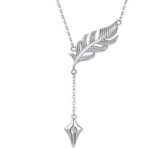Ming brand jewelry PT950 platinum necklace Light feather series feather pen pen platinum necklace BFR0083