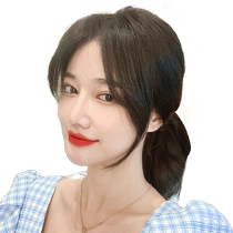 Wig piece for women seamless real hair 3D French air bangs invisible natural covering of white hair fluffy head replacement block