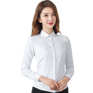 圆领长袖白衬衫女职业春夏短袖衬衣工作服正装工装气质百搭打底衫