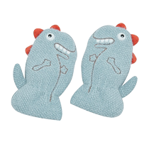 Autumn and winter cartoon cute boys and girls girls and babies plus velvet and thickened warm rope hanging neck cotton gloves