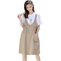 Middle-aged and older girls summer clothes 2024 new 9 dresses 12 girls 13 suits 15 years old T-shirt suspenders skirt fashionable
