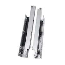 Rebound bottom drawer guide rail cabinet three-section full-pull bottom track silent hidden slide damping buffer slide