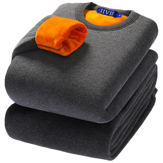 Ultra -thick men's warm underwear men thicker and velvet middle -aged elderly high -lead and cold anti -cold father and dad set winter female
