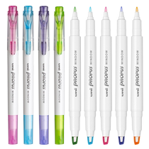 Smoke grey Japan UNI Mitsubishi Fluorescent Pen Double Headphone Pen Transparent Windows Propus Student With Hand Ledger Mark Pen Fluorescent Color Stroke Key Students With Flag Stationery Ship Store