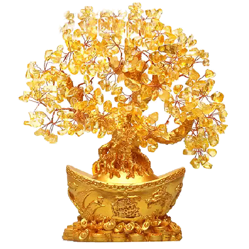 黃色水晶樹擺件黃水晶金元寶樹居家玄關裝飾喬遷開業送禮