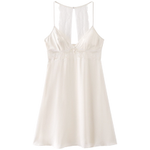 (Levis Lace) Embry Retro Lace Series Silk Home Suspender Beautiful Back Nightgown EL00336