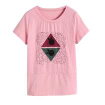 Middle-aged mother summer T-shirt 2024 short-sleeved round neck loose slimming large size embroidered 40-year-old cotton top small shirt