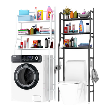Storage rack above toilet washing machine
