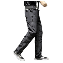 Down pants mens winter outer wear plus velvet thickening youth goose down pants outdoor sports mens warm pants straight cotton pants