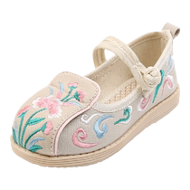 Childrens Embroidered Shoes Hanfu Shoes 2024 Summer New Breathable Old Beijing Baby Cloth Shoes Girls Costume Performance Shoes