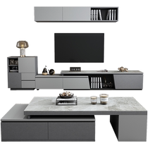 Table de thé nordique cabinet TV Composition moderne minimaliste multi-fonctionnel sol télescopique Petite maison de famille