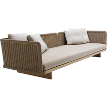 Outdoor courtyard sofa chair outdoor courtyard garden terrace rattan three-person rattan sofa Nordic leisure sofa