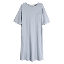 Nightgown for women mid-sleeve short-sleeved pure cotton pajamas summer spring and autumn thin long plus size can be worn outside