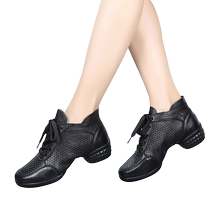 Beral Summer Dancing Shoes Womens Square Dance Shoes Women Real Leather Soft Bottom Modern Jazz Dancing Shoes Hollowed-out Female Sailors