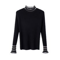 Plus size womens fat sister mm age-reducing half turtleneck bottoming shirt 2024 spring new style belly-covering slimming sweater