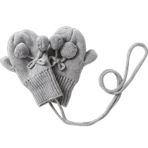 Ymirun baby lanyard gloves winter warm and cute fur ball gloves for boys and girls baby thickened gloves 0-6