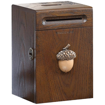 Solid wood piggy bank box coin girl boy piggy bank creative piggy bank removable piggy bank change jar with lock