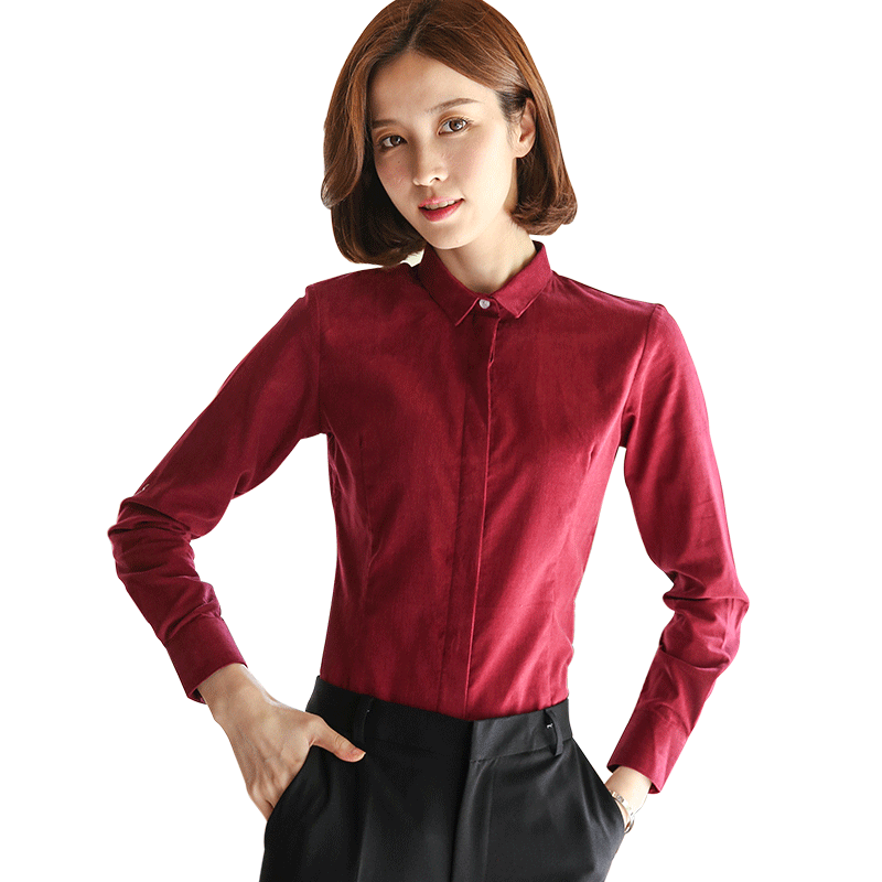 Shirt Women's Brushed Long Sleeve New Style Work Wear Shirt