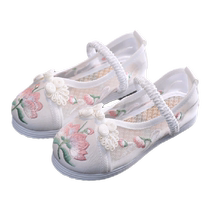 Girls embroidered shoes childrens canvas shoes Hanfu shoes Chinese style performance shoes breathable mesh shoes baby white shoes