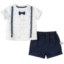David Bella boys suit childrens summer clothes childrens clothing baby short-sleeved shorts gentleman style clothes handsome two-piece set