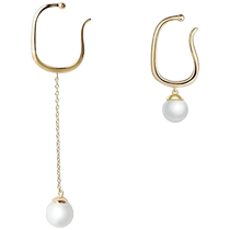 Advanced Sense French Hanging Ear Closed Ear Holes Female Vital Pearl Ear Hanging Long Ear-Fragile Ear Clamp Ear Ring