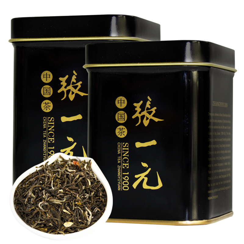 张一元茶叶特级茉莉花茶100g（50gx2罐）世博黑罐茉莉花香浓茗茶