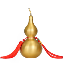Brass gourd large open hollow cinnabar five emperors money yellow rope pendant new Chinese style living room gossip fortune ornaments