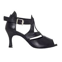 Genuine leather Latin dance shoes for women medium heel soft sole fish mouth black square dance shoes sandals outer wear fashionable dance shoes summer style