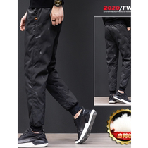 Down trousers for men to wear as outerwear in winter slim-fitting thin warm and ankle-length cotton trousers for men thickened Northeastern casual trousers trendy
