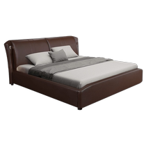 Mousse bed modern simple leather bed high-end solid wood bed master bedroom king bed retro style soft bed double bed