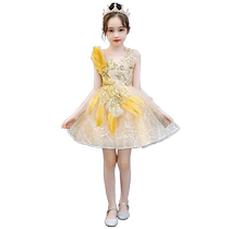Childrens dress light luxury niche high-end princess dress model catwalk performance birthday piano performance girl host