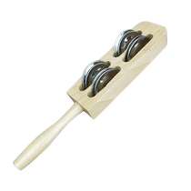 Childrens percussion instrument solid wood 4-bell plate cymbal rattle string bell handbell baby toy Orff music class teaching aids