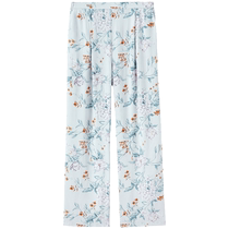 HSIA pajama pants for women printed satin thin trousers soft and silky texture can be worn outside mid-waisted loose home trousers